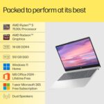 HP 15-fc0389AU Laptop AMD Ryzen 5 7530U, 16GB DDR4 RAM, 512GB SSD, 15.6" FHD Display, Windows 11, MS Office H&S 2024, Backlit Keyboard, Wi-Fi 6, Bluetooth 5.3, Natural Silver - Image 3